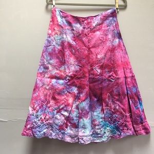 Banana Republic 2 linen lace skirt ice dye tie dye